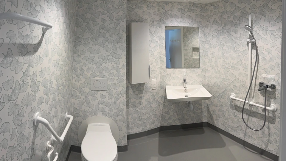 Salle de bain moderne avec baignoire îlot noire à pieds griffes, robinetterie chromée traditionnelle