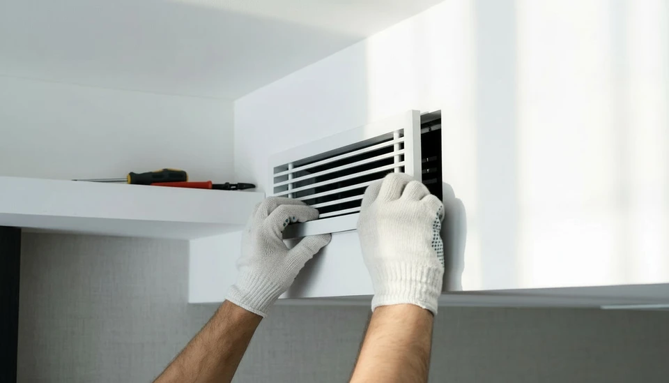 Intérieur résidentiel avec détecteur de fumée en alarme fixé au plafond blanc, émettant une lumière rouge clignotante