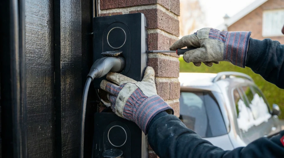 Homme en chemise rayée utilisant un stylet pour répondre à un test en ligne sur ordinateur portable